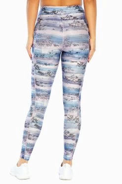 Marika High Rise Side Pocket Ankle Legging - Heron Distressed Floral -Sporty Vibe Shop MLL1145A 9PQ.8657